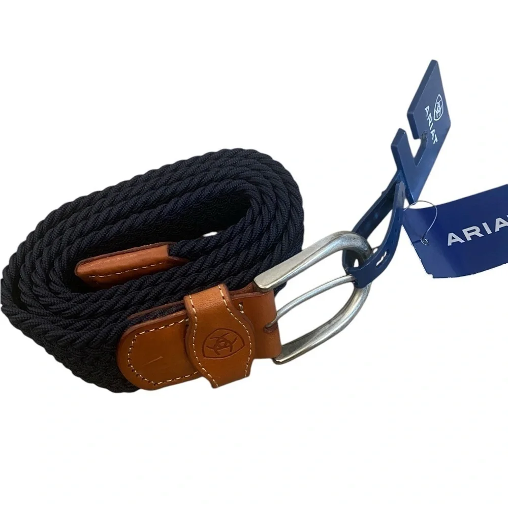 NWT Ariat Men’s Navy Blue One Rail Woven Belt Size XS/S